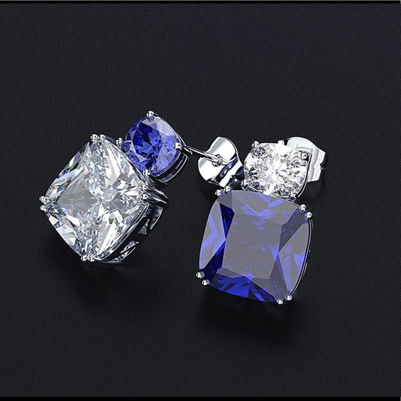 Elegant Sapphire Sterling Silver Earrings - Picture 1 of 6